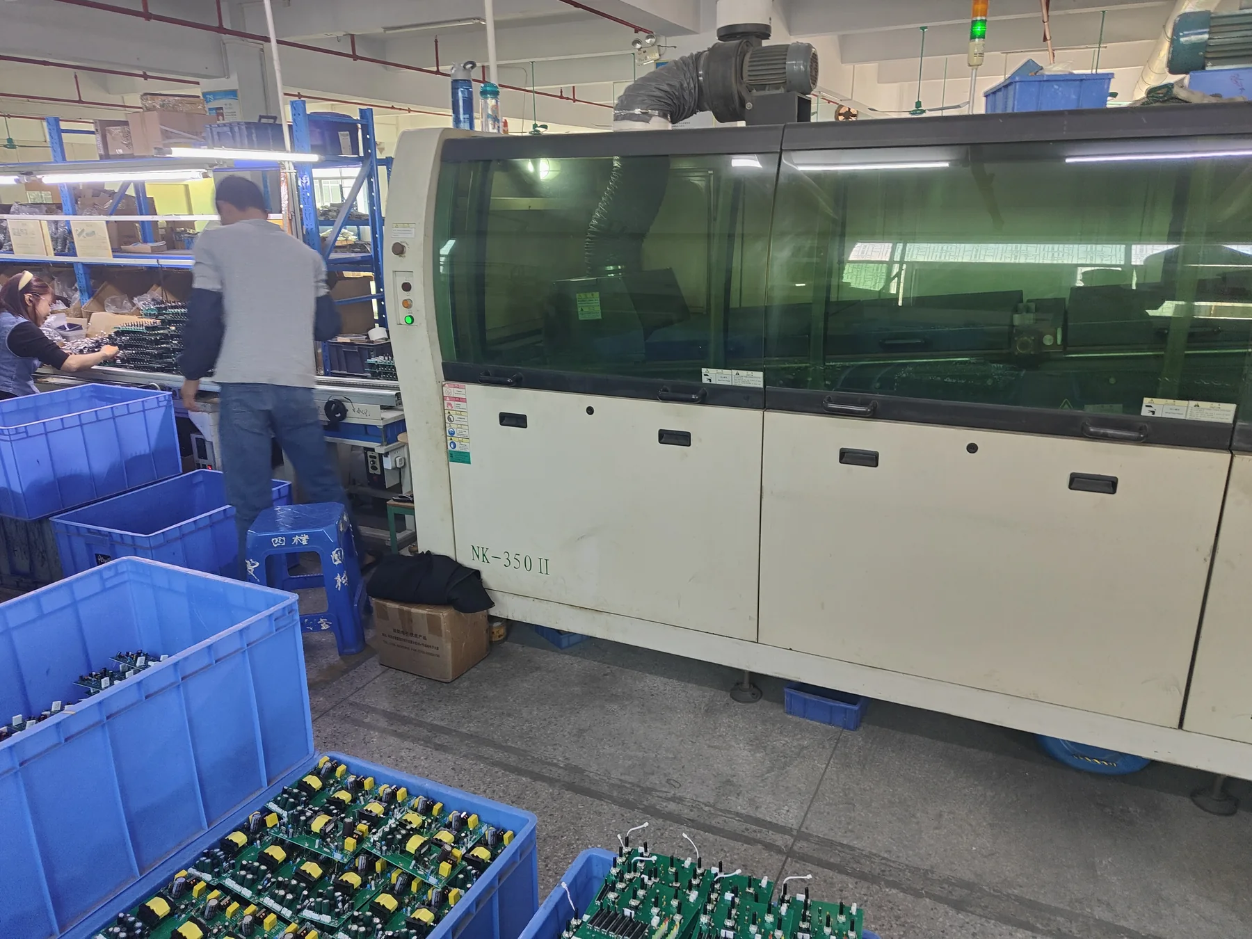 MICKLE AUDIO PCB assembly production line with circuit boards in process
