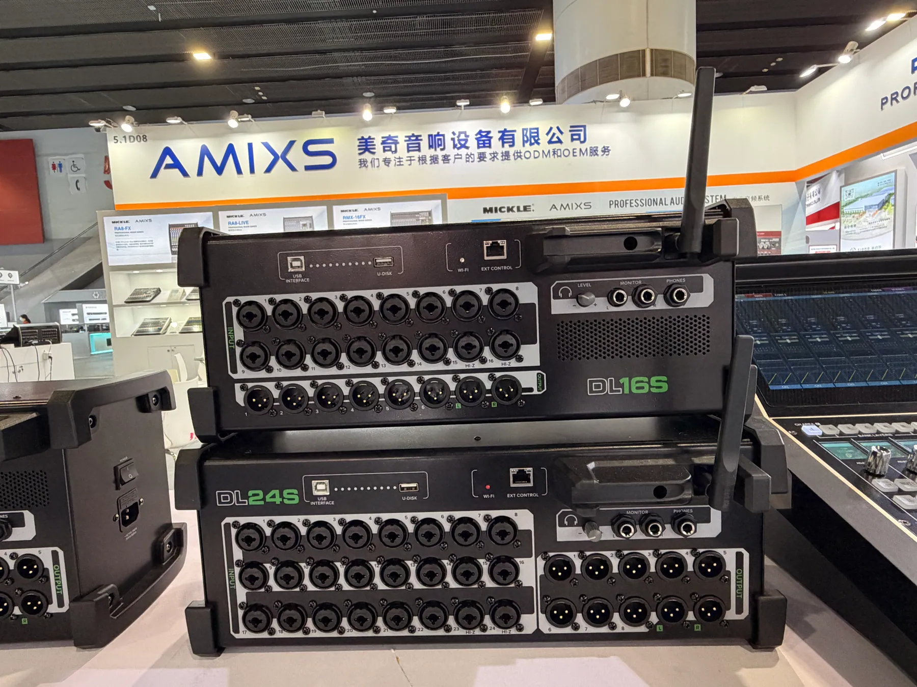 MICKLE DL16S and DL24S digital stageboxes displayed at the exhibition
