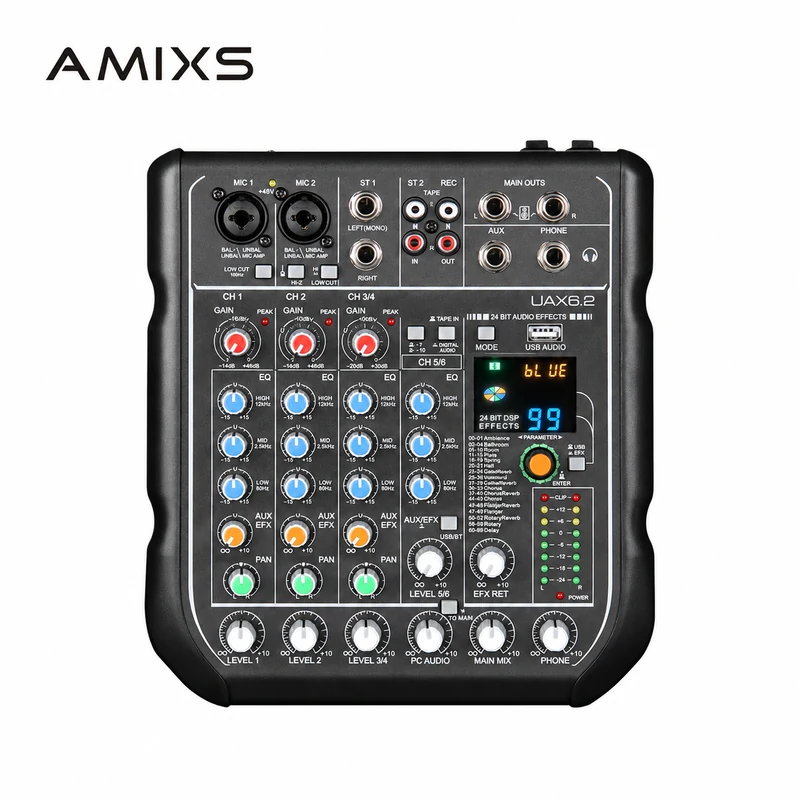 AMIXS UAX6.2 six-channel mini mixer front panel