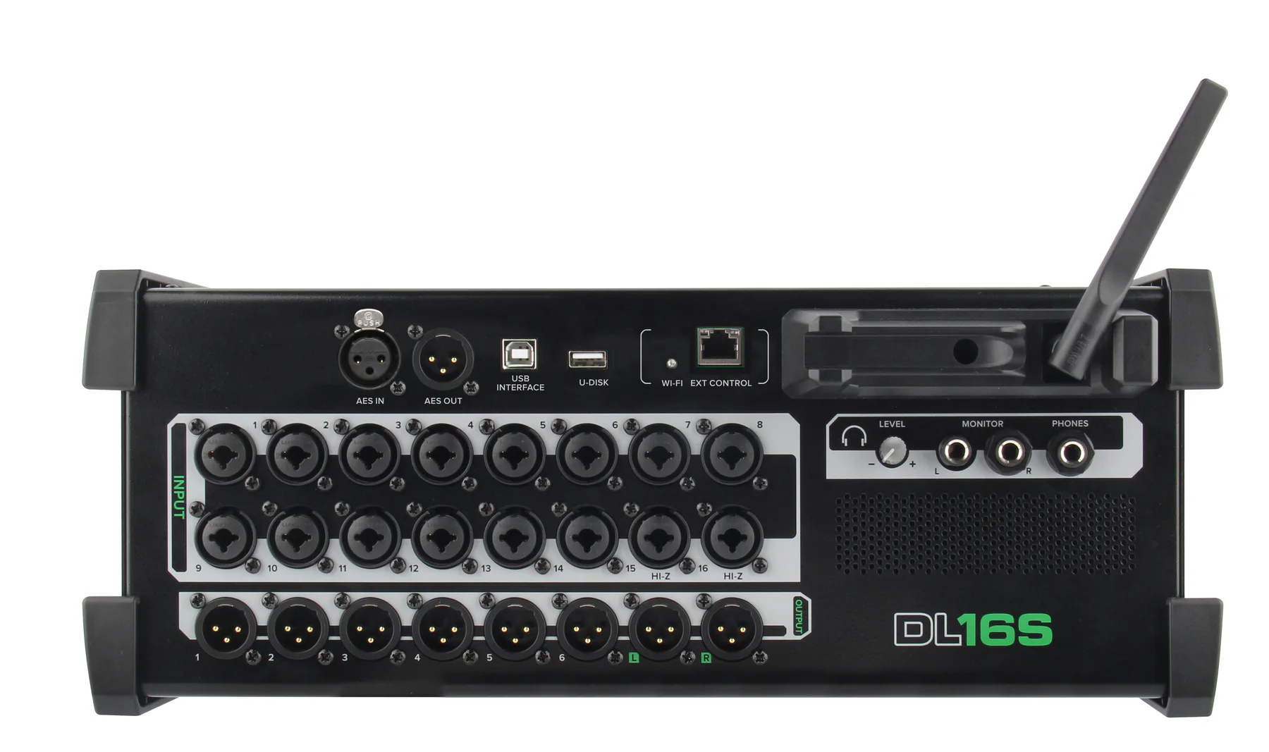 MICKLE DL16S 16-input digital stagebox front panel