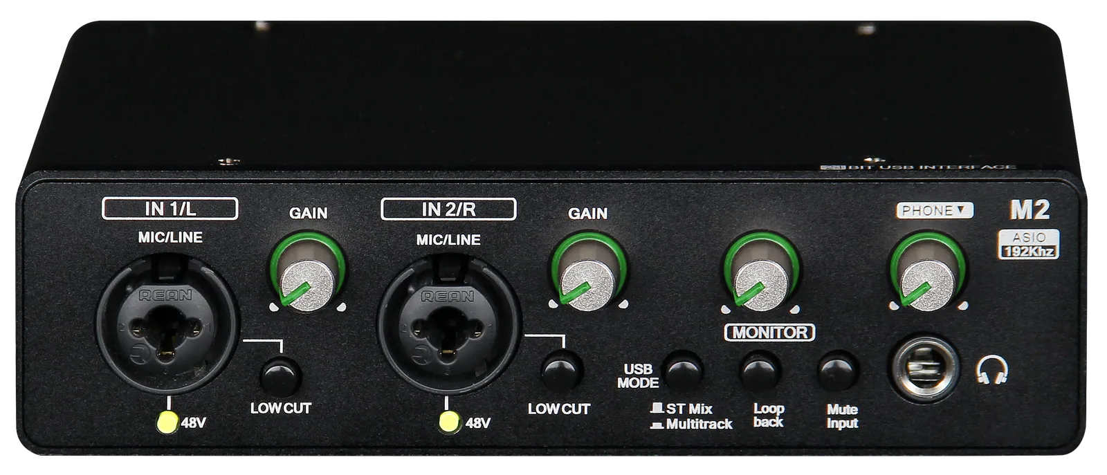 MICKLE M2 2-in 2-out USB audio interface front panel