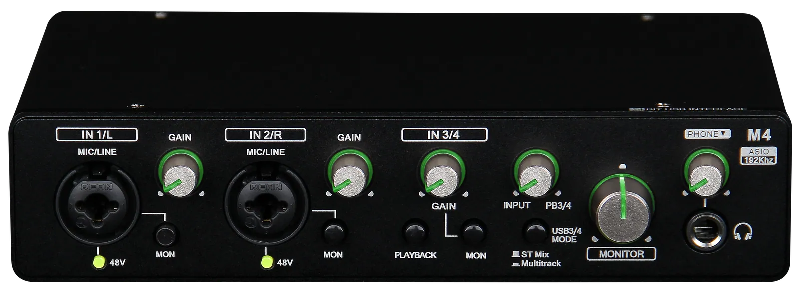 MICKLE M4 4-in 4-out USB audio interface front panel